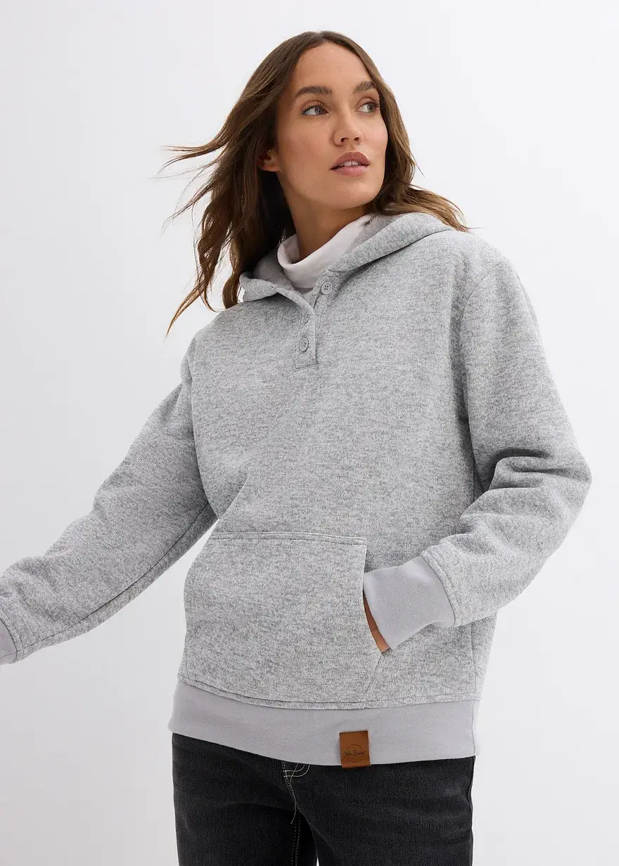 Bonprix Lockeres Kapuzensweatshirt Mit Kuscheliger Innenseite - Grau