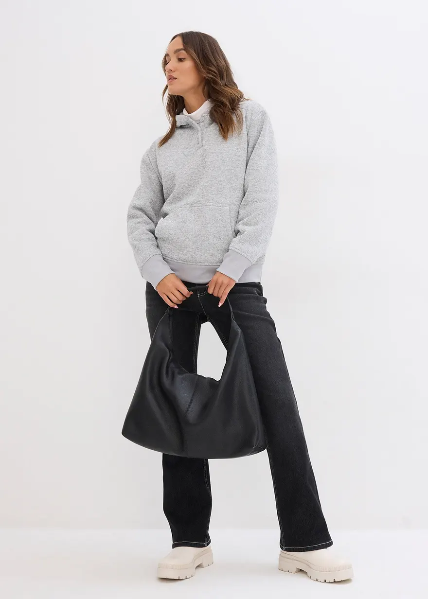 Bonprix Lockeres Kapuzensweatshirt Mit Kuscheliger Innenseite - Grau