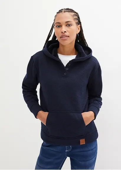 Bonprix Lockeres Kapuzensweatshirt Mit Kuscheliger Innenseite - Blau