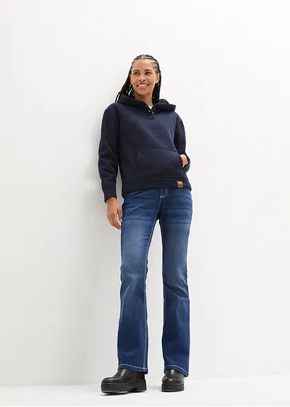 Bonprix Lockeres Kapuzensweatshirt Mit Kuscheliger Innenseite - Blau