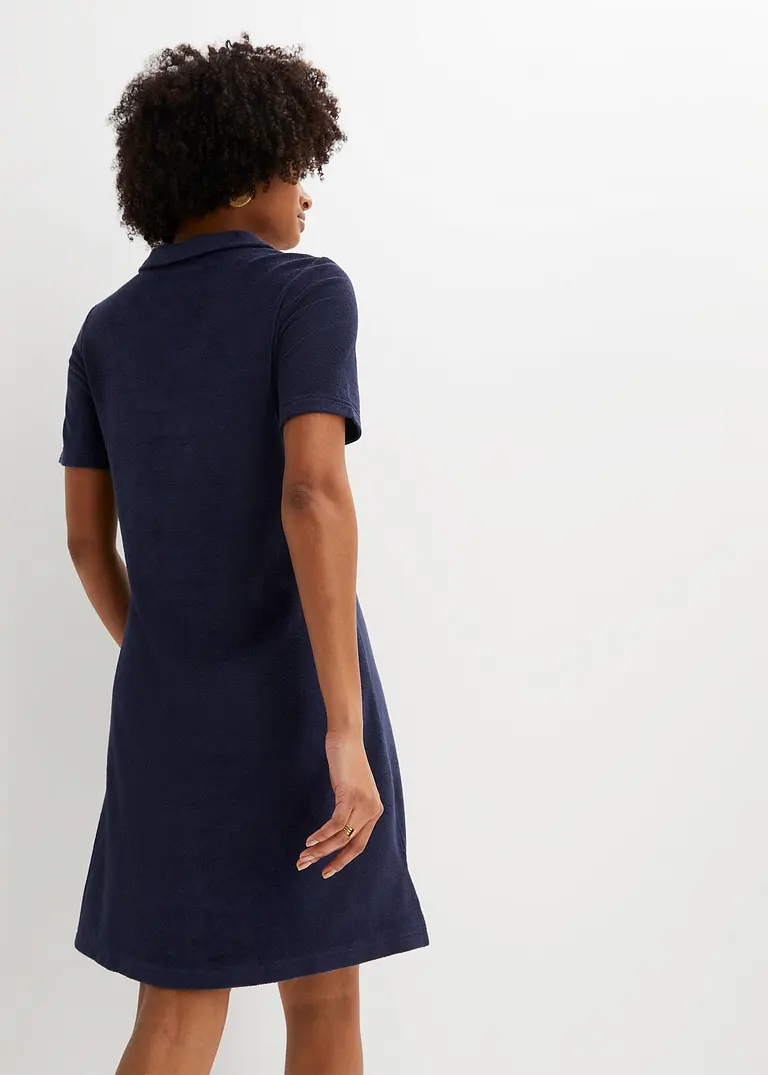 Bonprix Lockeres Kleid Bietet Durch Polokragen Bequemheit - Blau - Damen