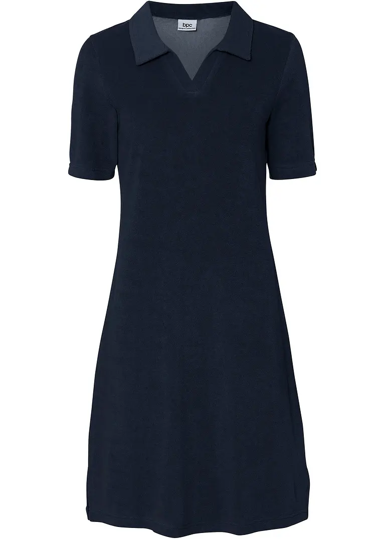 bonprix Lockeres Kleid bietet durch Polokragen Bequemheit - blau - Damen