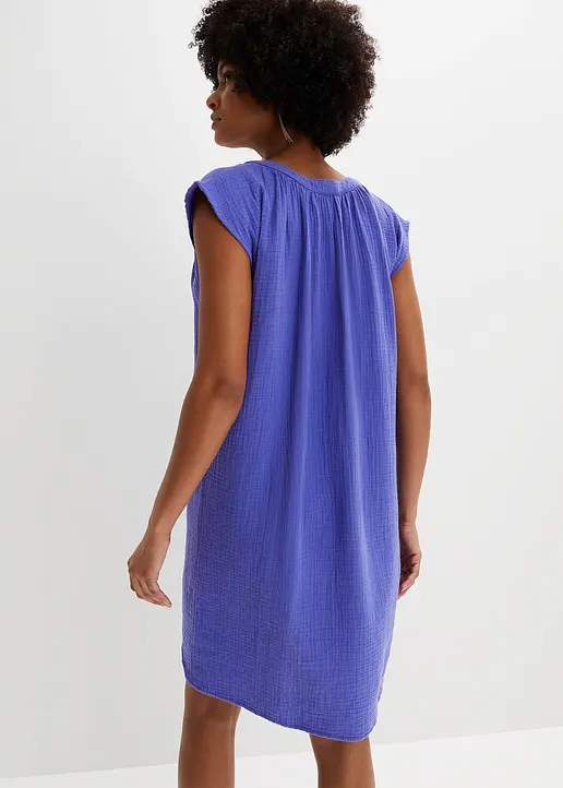 Bonprix Lockeres Musselin-Kleid Mit V-Ausschnitt - Lila - Damen