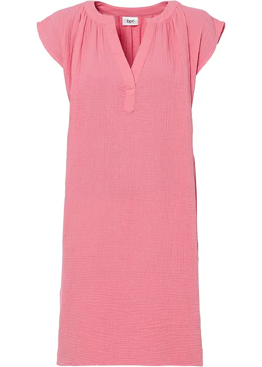 bonprix Lockeres Musselin-Kleid mit V-Ausschnitt - rosa - Damen