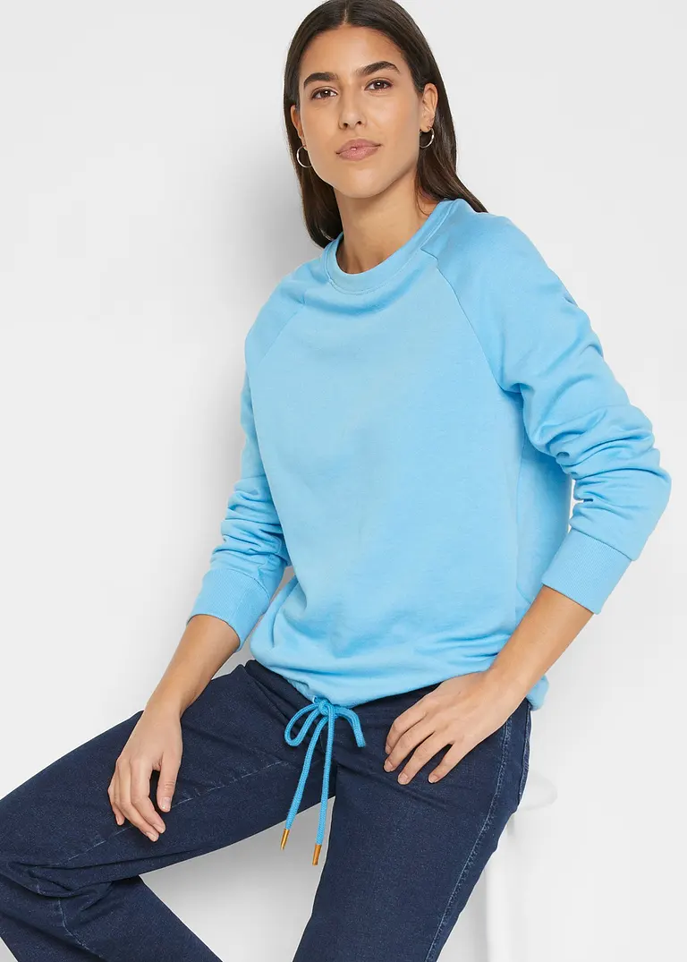 Bonprix Lockeres Sweatshirt Mit Bindegürtel - Blau - Damen