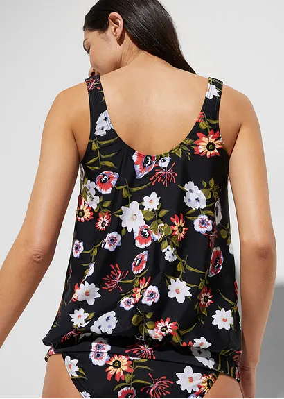 Bonprix Lockeres Tankini Oberteil Mit Modischem Druck - Schwarz