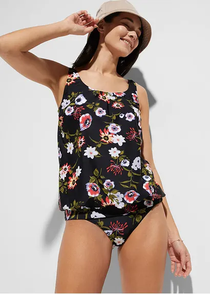 Bonprix Lockeres Tankini Oberteil Mit Modischem Druck - Schwarz