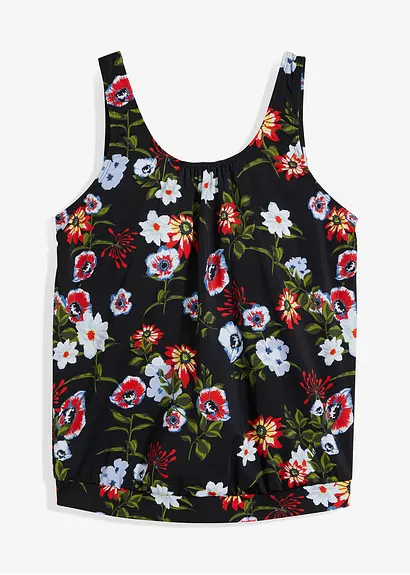 bonprix Lockeres Tankini Oberteil mit modischem Druck - schwarz