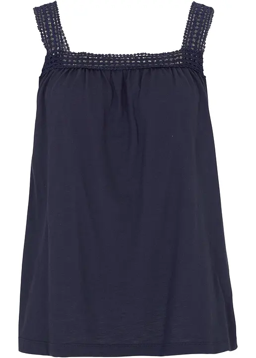 bonprix Lockeres Top mit Trägern aus Spitze - blau - Damen