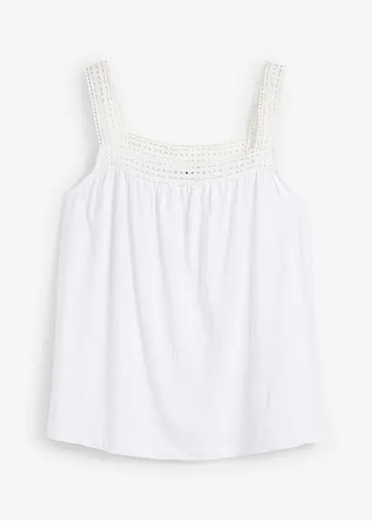 bonprix Lockeres Top mit Trägern aus Spitze - weiß - Damen