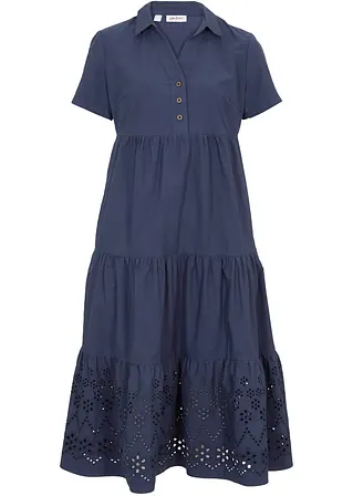 bonprix Lockeres Tunika-Kleid mit Lochstickerei - blau - Damen