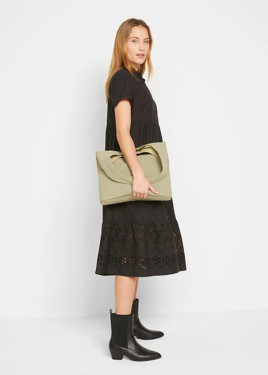 Bonprix Lockeres Tunika-Kleid Mit Lochstickerei - Schwarz