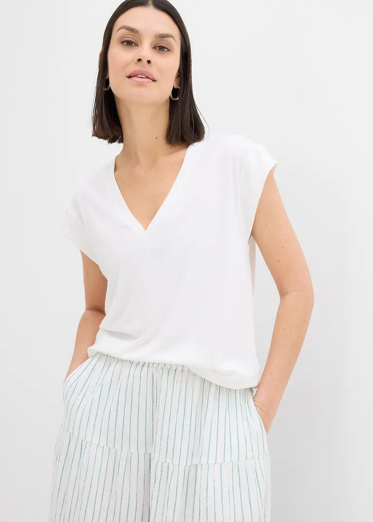 Bonprix Lockeres Und Hüftbedeckendes Shirt - Weiß - Damen