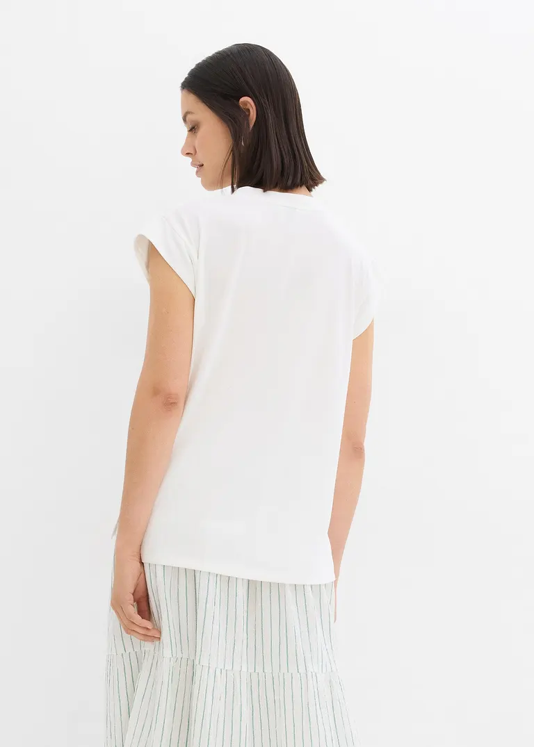 Bonprix Lockeres Und Hüftbedeckendes Shirt - Weiß - Damen