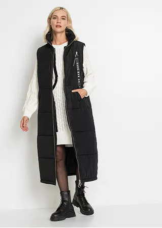 Bonprix Long-Weste Mit Anhängerdetail - Schwarz - Damen