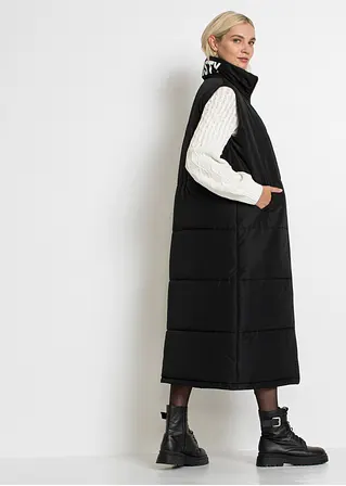 Bonprix Long-Weste Mit Anhängerdetail - Schwarz - Damen
