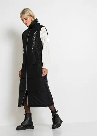 Bonprix Long-Weste Mit Anhängerdetail - Schwarz - Damen