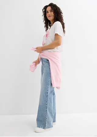 Bonprix Longshirt Aus Bio-Baumwolle Mit Smockbund Und Floralem Print