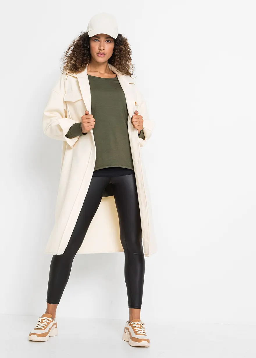 Bonprix Longshirt Mit Top Aus Viskose (2-tlg.Set) - Dunkeloliv/schwarz