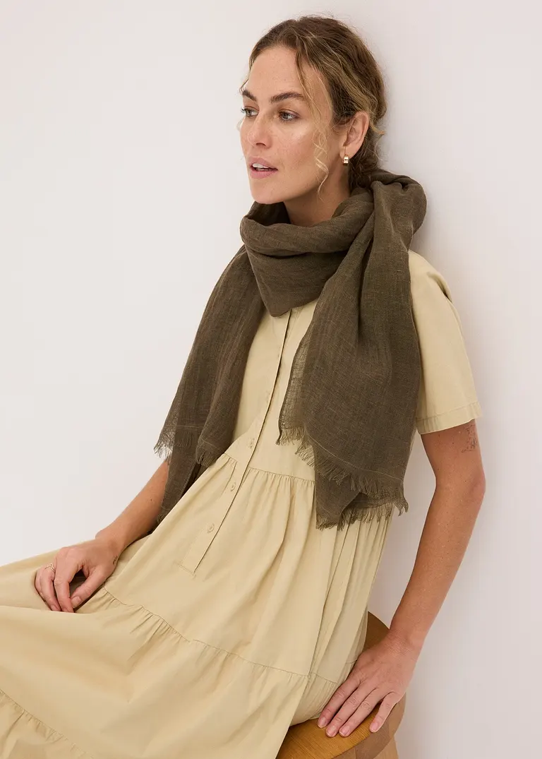 Bonprix Luftig Sommerlicher Schal Aus Leinen - Grün - Damen