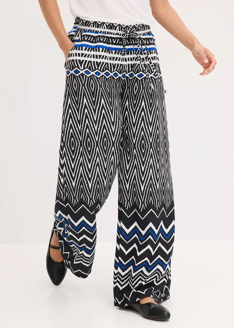 Bonprix Luftige Hose Mit Auffallendem Muster - Blau Regular