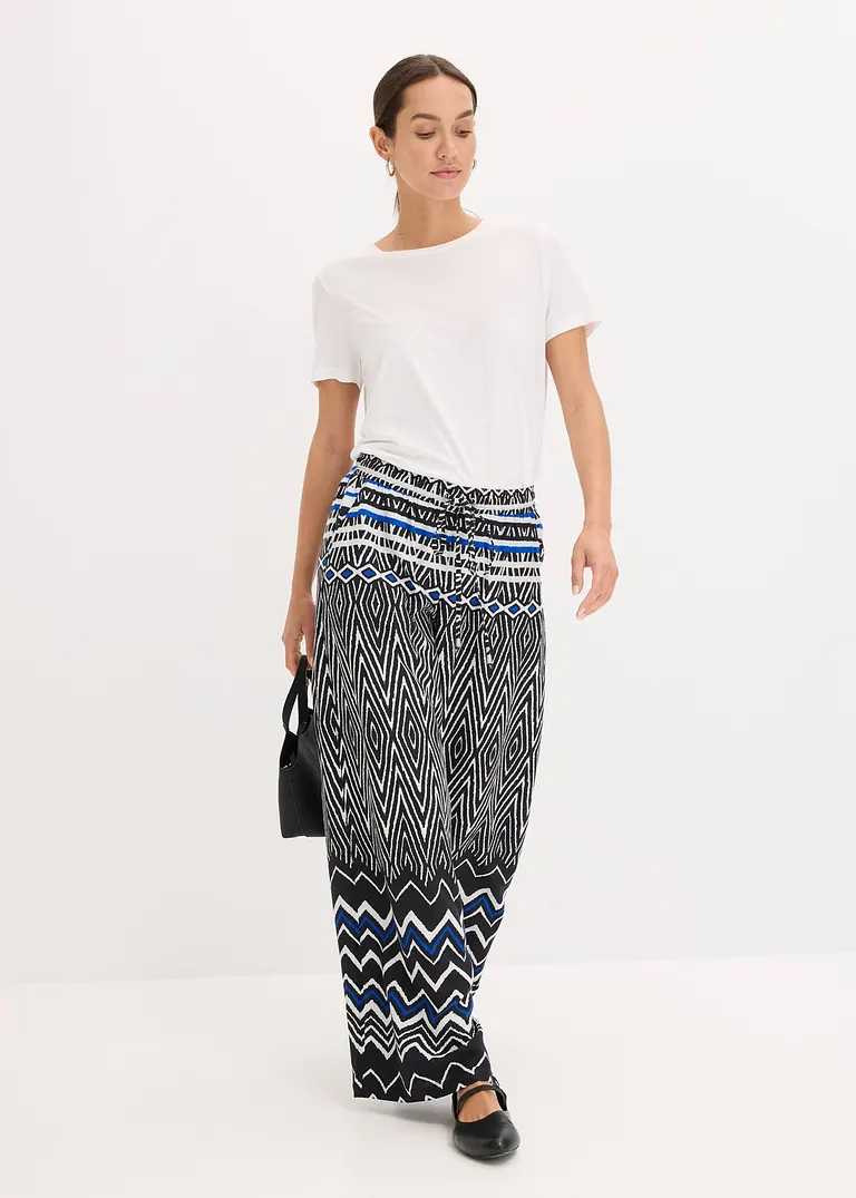 Bonprix Luftige Hose Mit Auffallendem Muster - Blau Regular