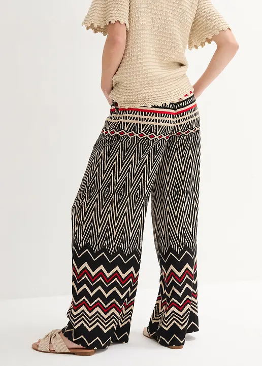 Bonprix Luftige Hose Mit Auffallendem Muster - Schwarz Regular