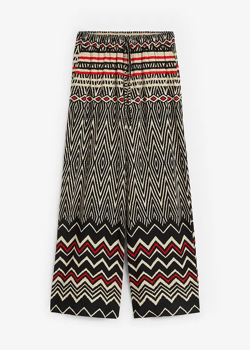 bonprix luftige Hose mit auffallendem Muster - schwarz regular