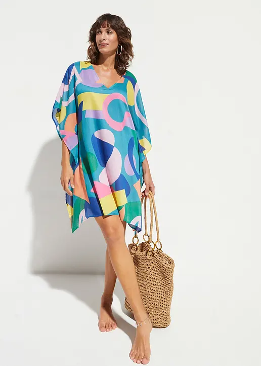 Bonprix Luftige Strand Tunika Mit Attraktivem Druck - Petrol