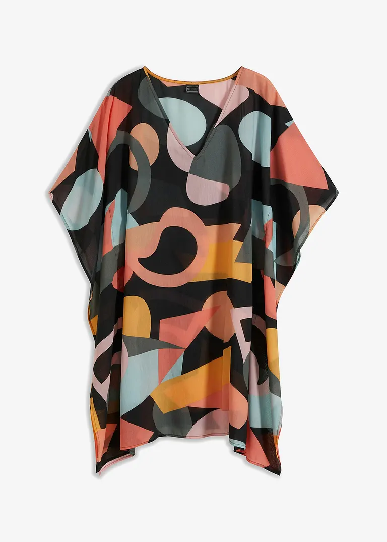 bonprix Luftige Strand Tunika mit attraktivem Druck - schwarz