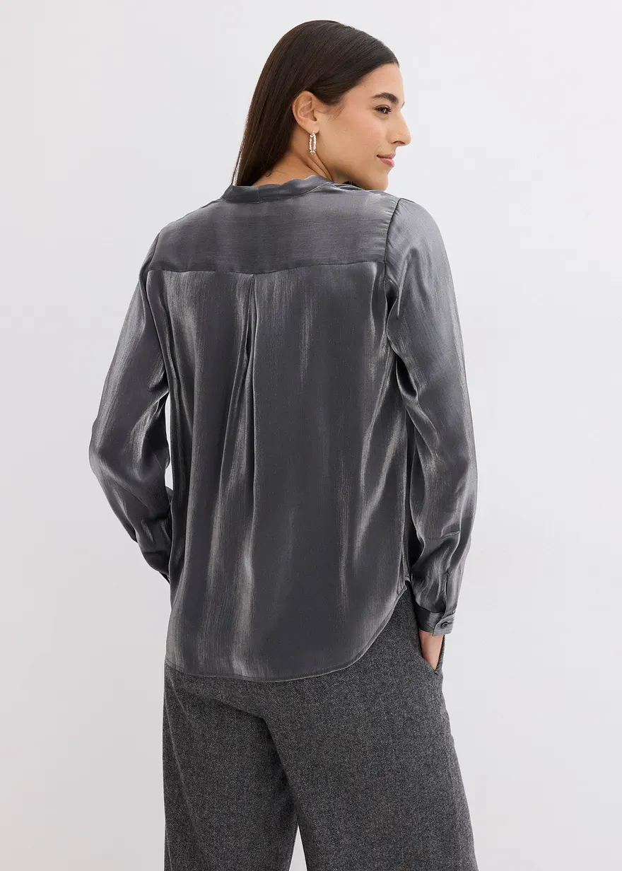 Bonprix Luftige Tunika Mit Broschendetail - Schwarz - Damen