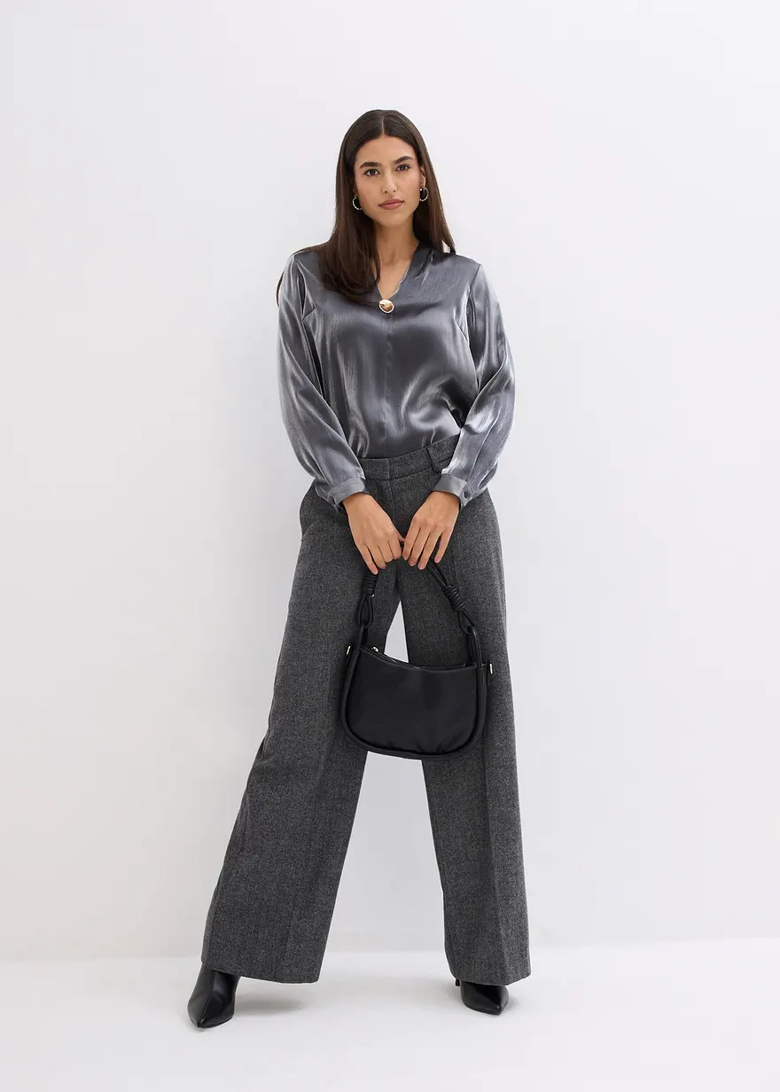 Bonprix Luftige Tunika Mit Broschendetail - Schwarz - Damen