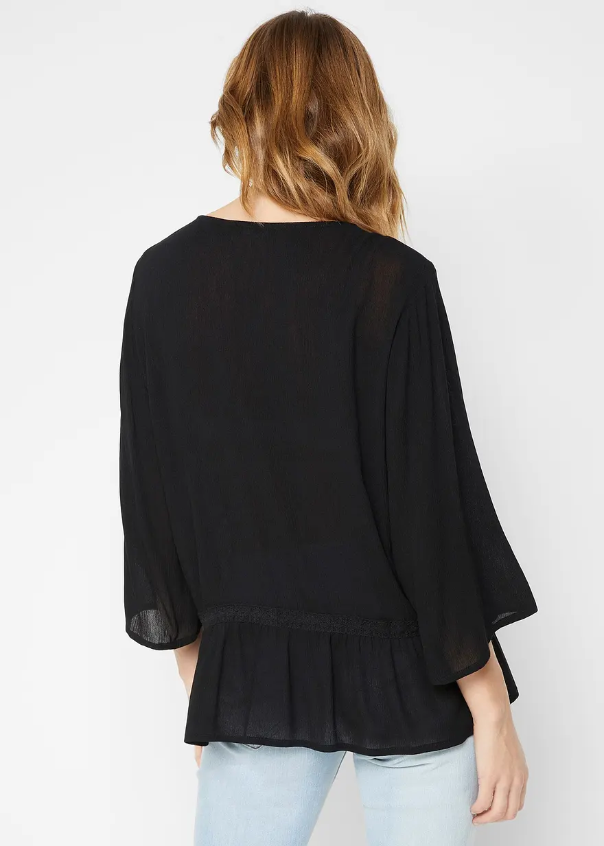 Bonprix Luftige Tunika Mit Weitem Arm - Schwarz - Damen