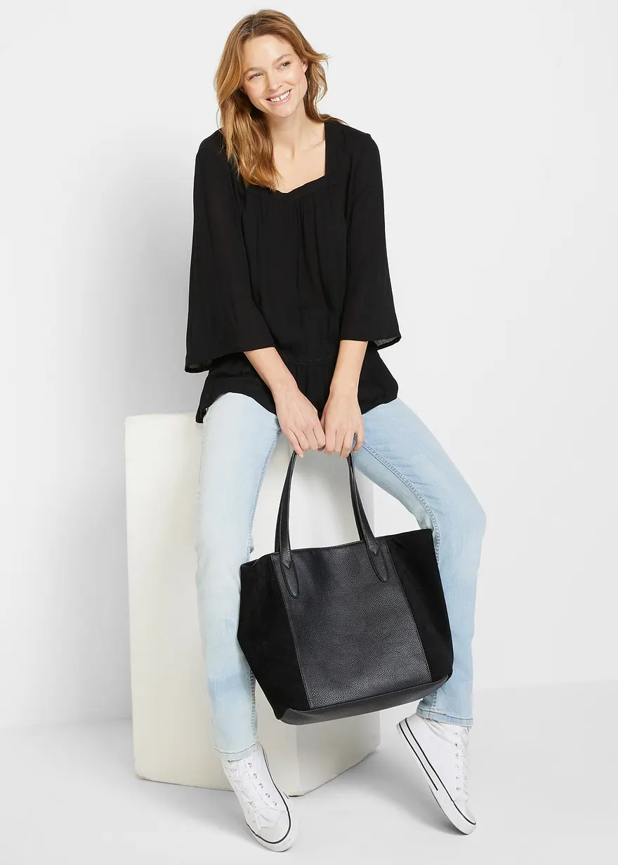 Bonprix Luftige Tunika Mit Weitem Arm - Schwarz - Damen