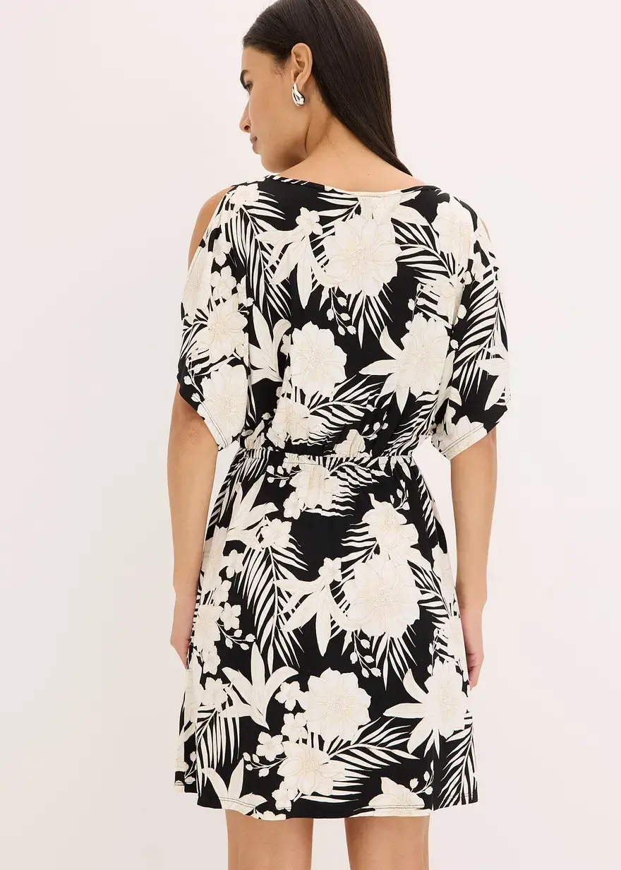 Bonprix Luftiges Kleid Mit Schlitzen An Den Ärmeln - Schwarz
