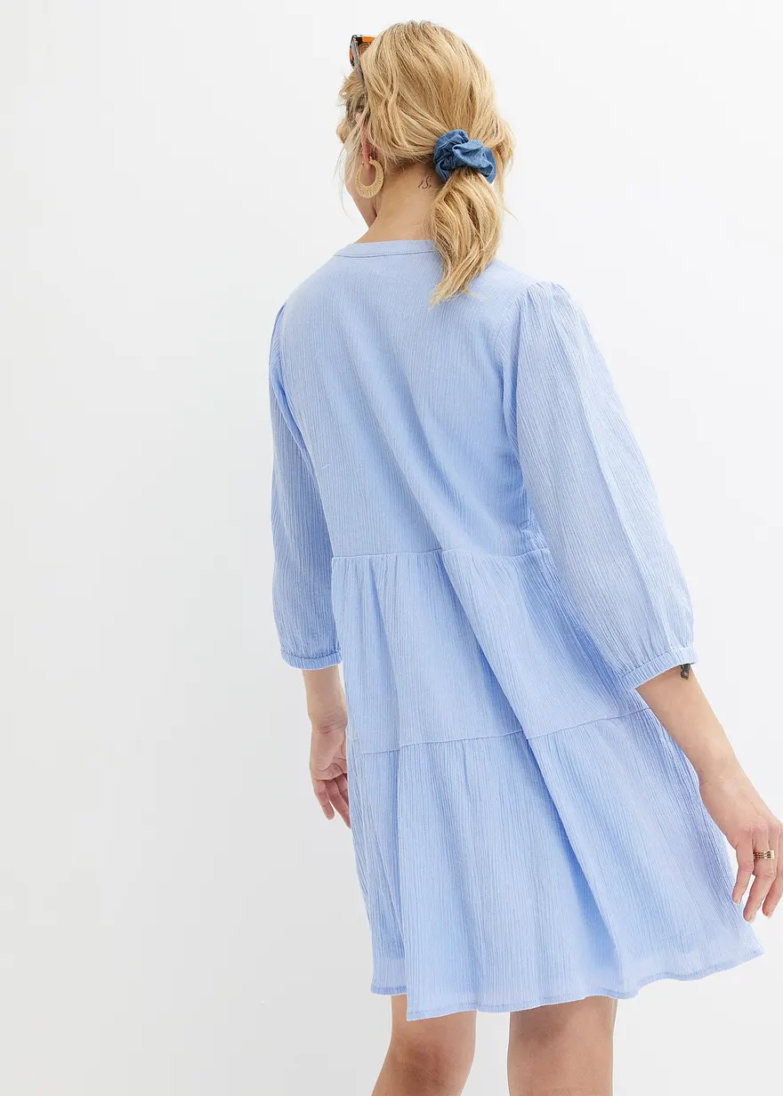 Bonprix Luftiges Sommerkleid Mit Schnürung Am Ausschnitt - Blau