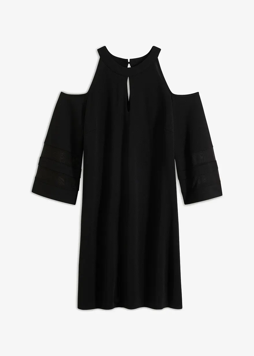 bonprix Luftiges und Schulterfreies Kleid - schwarz - Damen