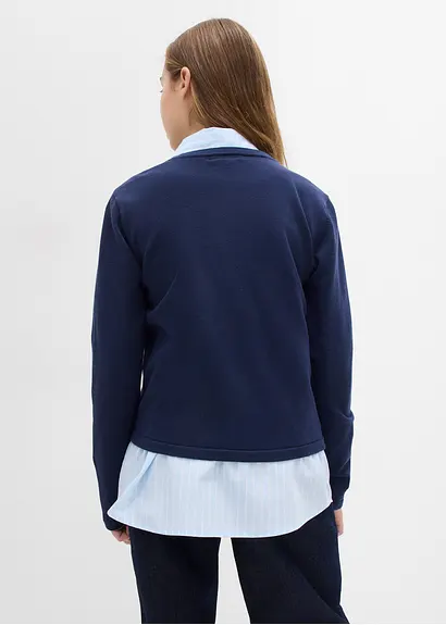Bonprix Mädchen Feinstrickjacke Vielseitig Kombinierbar - Blau