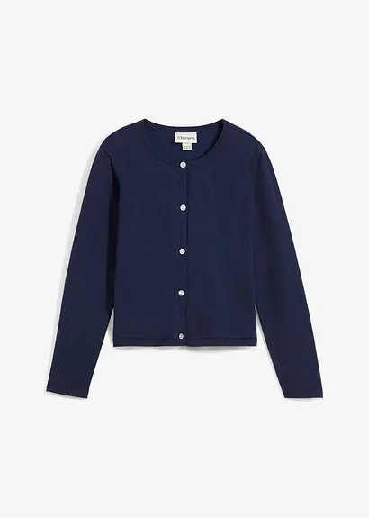 bonprix Mädchen Feinstrickjacke vielseitig kombinierbar - blau