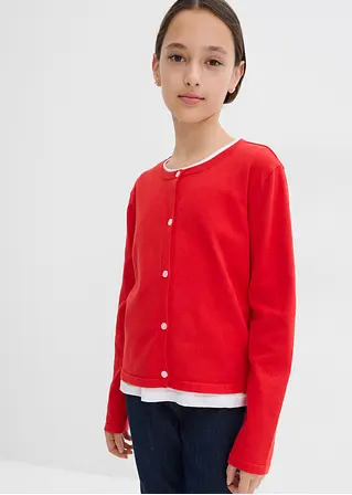 Bonprix Mädchen Feinstrickjacke Vielseitig Kombinierbar - Rot