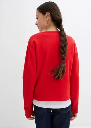 Bonprix Mädchen Feinstrickjacke Vielseitig Kombinierbar - Rot