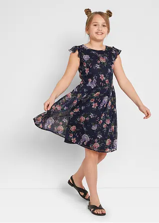 Bonprix Mädchen Kleid Mit Blumenmuster Für Festliche Anlässe - Blau