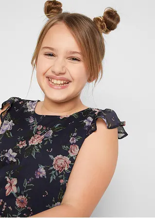 Bonprix Mädchen Kleid Mit Blumenmuster Für Festliche Anlässe - Blau