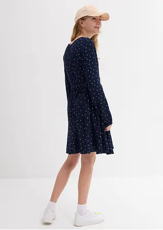 Bonprix Mädchen Kleid Mit Gürtel Aus Softer VIskose - Blau