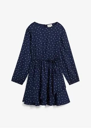 bonprix Mädchen Kleid mit Gürtel aus softer VIskose - blau