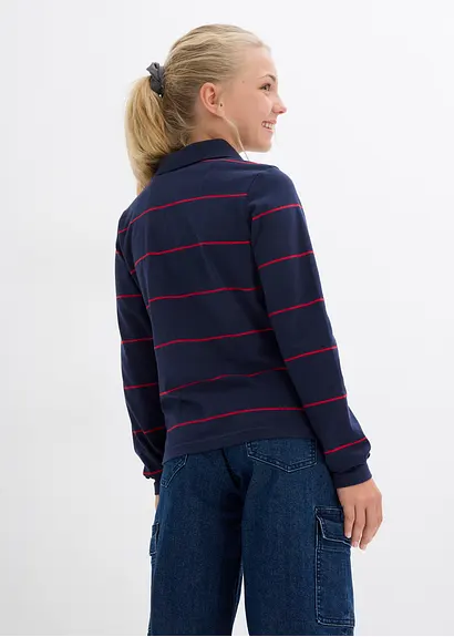 Bonprix Mädchen Langarmshort Aus Bio-Baumwolle - Blau - Kinder