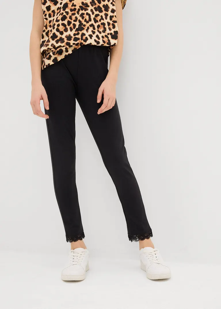 Bonprix Mädchen Leggings Im Bio-Baumwoll-Mix Mit Dekorativer Spitze