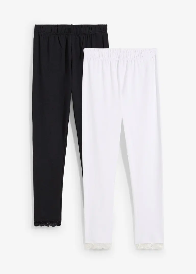 bonprix Mädchen Leggings im Bio-Baumwoll-Mix mit dekorativer Spitze