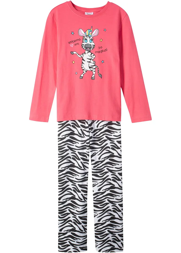 bonprix Mädchen Pyjama mit Zebradruck - zebra hellpink - Kinder