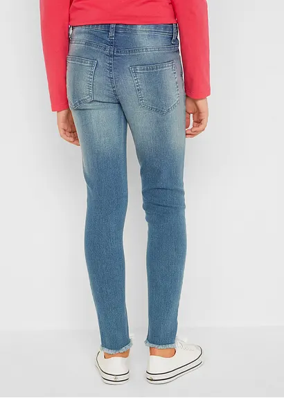 Bonprix Mädchen Skinny-Jeans Mit Used Effekt - Blau - Kinder